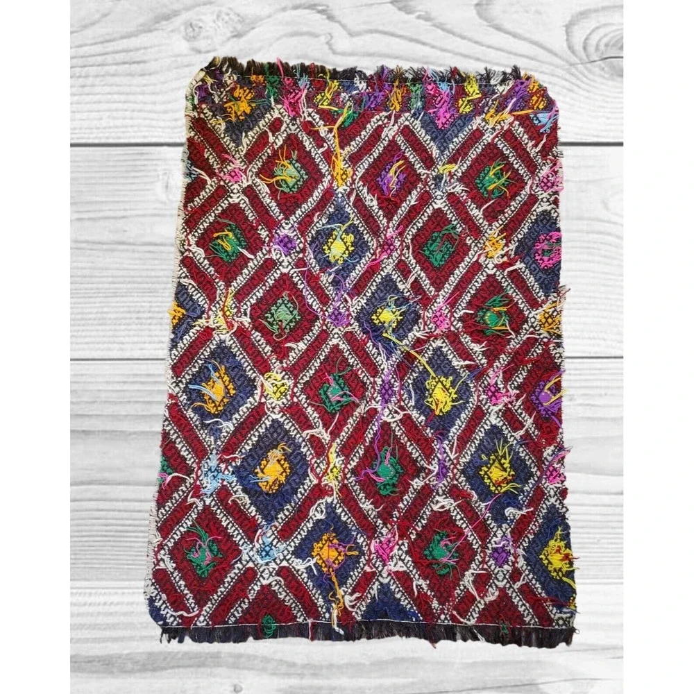 VTG Turkish Kilim Rug 42in x30'in Hand Woven Goat Hair Antolian Cicim Ta…